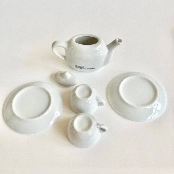 Miniature Doll House Ceramic China Tea Set Teapot Cup Saucer Duck Goose Geese - Picture 7 of 11